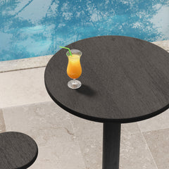 Neo Black 31 Inch Round Indoor - Outdoor Patio Wood Bar Table - Ornate Home
