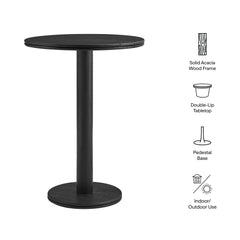 Neo Black 31 Inch Round Indoor - Outdoor Patio Wood Bar Table - Ornate Home