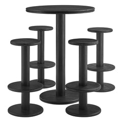 Neo Black 5-Piece Round Indoor - Outdoor Patio Round Patio Bar Table And Stool Set - Ornate Home