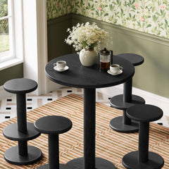 Neo Black 5-Piece Round Indoor - Outdoor Patio Round Patio Bar Table And Stool Set - Ornate Home