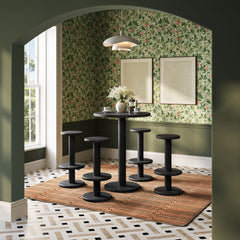 Neo Black 5-Piece Round Indoor - Outdoor Patio Round Patio Bar Table And Stool Set - Ornate Home