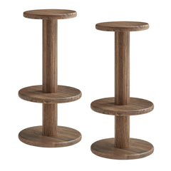 Neo Cocoa Brown 15 Inch Round Indoor - Outdoor Patio Wood Bar Stools - Ornate Home