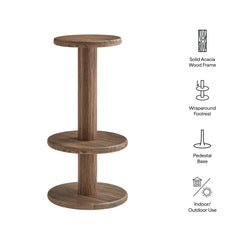 Neo Cocoa Brown 15 Inch Round Indoor - Outdoor Patio Wood Bar Stools - Ornate Home
