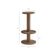 Neo Cocoa Brown 15 Inch Round Indoor - Outdoor Patio Wood Bar Stools - Ornate Home