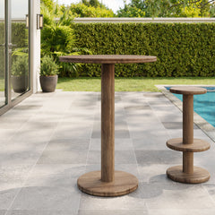 Neo Cocoa Brown 31 Inch Round Indoor - Outdoor Patio Wood Bar Table - Ornate Home