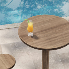 Neo Cocoa Brown 31 Inch Round Indoor - Outdoor Patio Wood Bar Table - Ornate Home