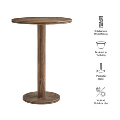 Neo Cocoa Brown 31 Inch Round Indoor - Outdoor Patio Wood Bar Table - Ornate Home