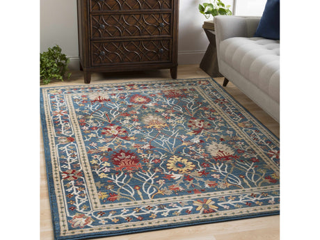 Neola Navy Blue Damask Area Rug - Ornate Home