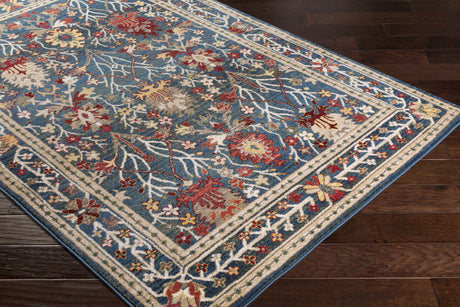 Neola Navy Blue Damask Area Rug - Ornate Home