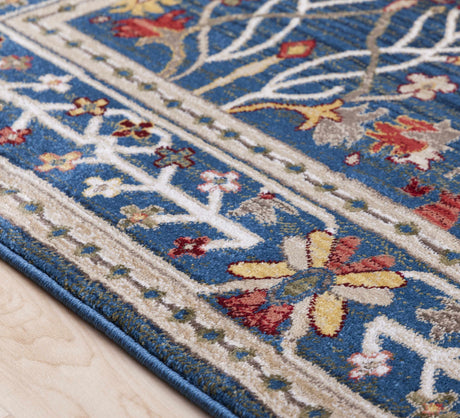 Neola Navy Blue Damask Area Rug - Ornate Home