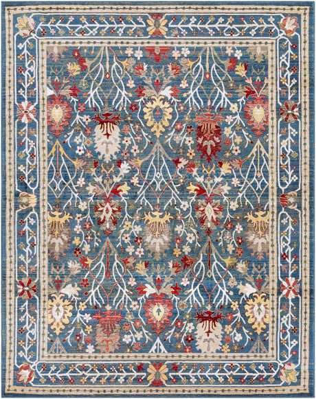 Neola Navy Blue Damask Area Rug - Ornate Home