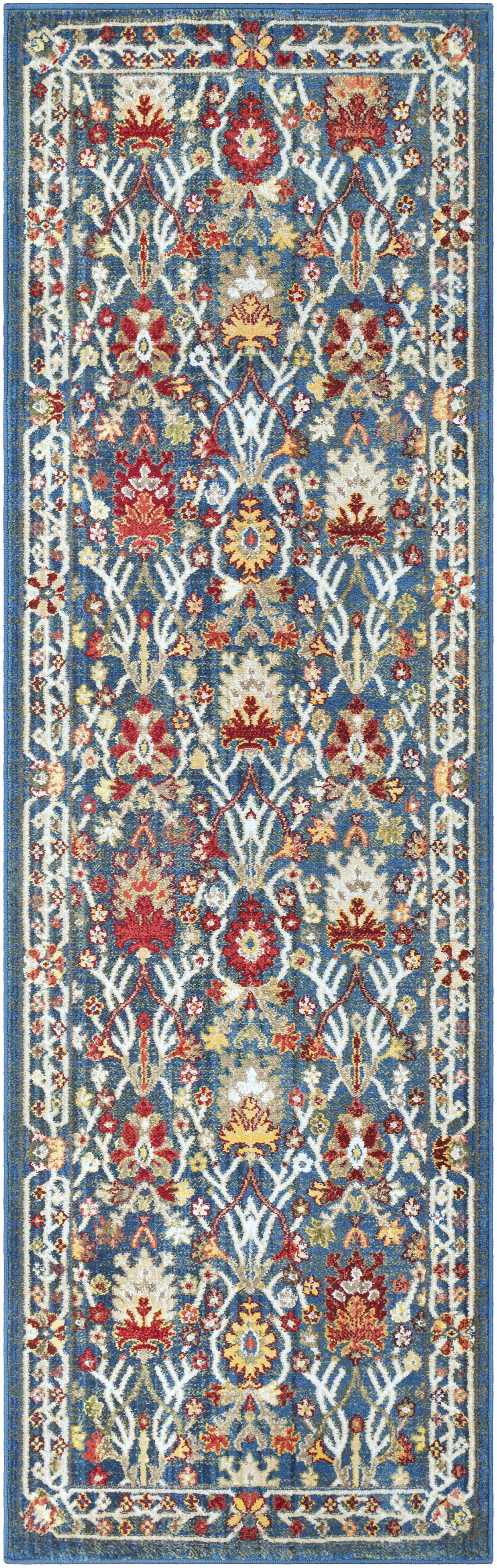 Neola Navy Blue Damask Area Rug - Ornate Home