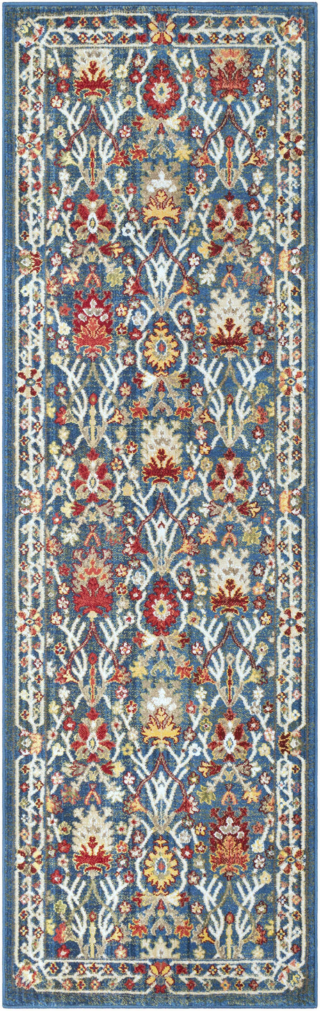 Neola Navy Blue Damask Area Rug - Ornate Home
