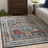 Neola Navy Blue Damask Area Rug - Ornate Home