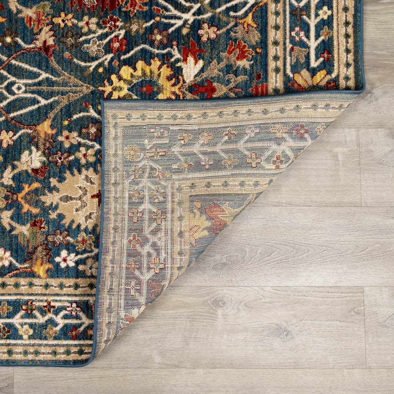 Neola Navy Blue Damask Area Rug - Ornate Home