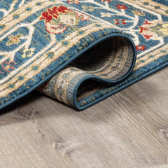 Neola Navy Blue Damask Area Rug - Ornate Home