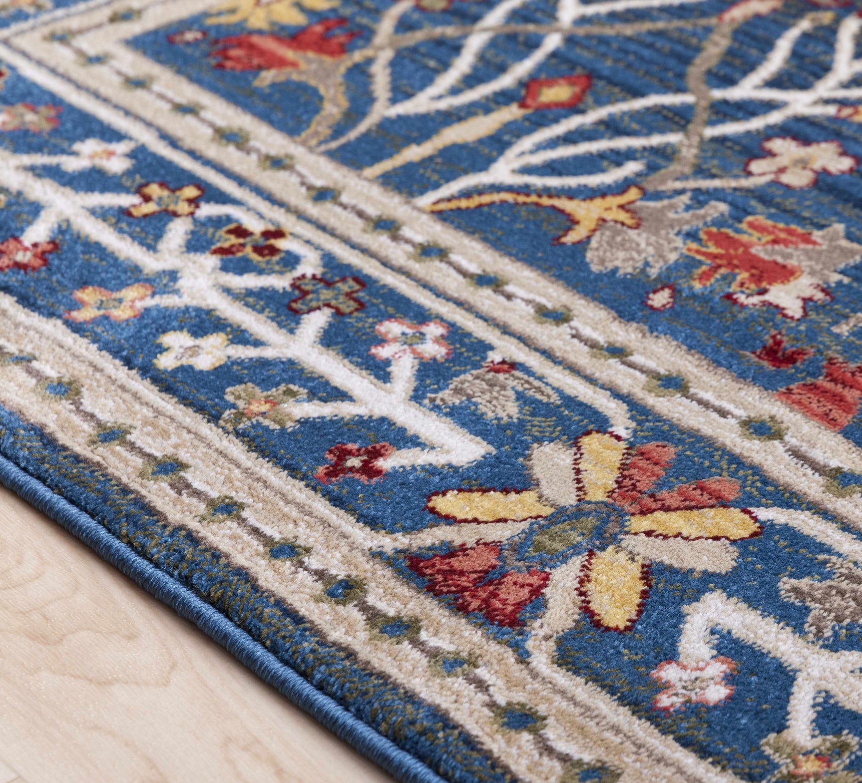 Neola Navy Blue Damask Area Rug - Ornate Home
