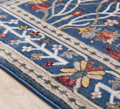Neola Navy Blue Damask Area Rug - Ornate Home