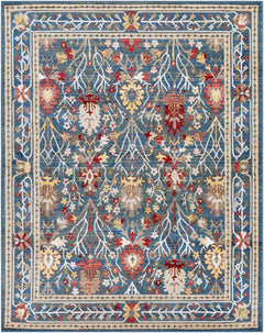 Neola Navy Blue Damask Area Rug - Ornate Home