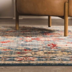 Neola Navy Blue Damask Area Rug - Ornate Home