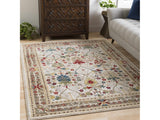 Neola White/Brown Damask Area Rug - Ornate Home