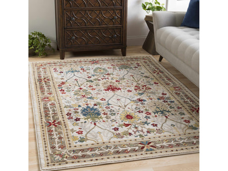 Neola White/Brown Damask Area Rug - Ornate Home