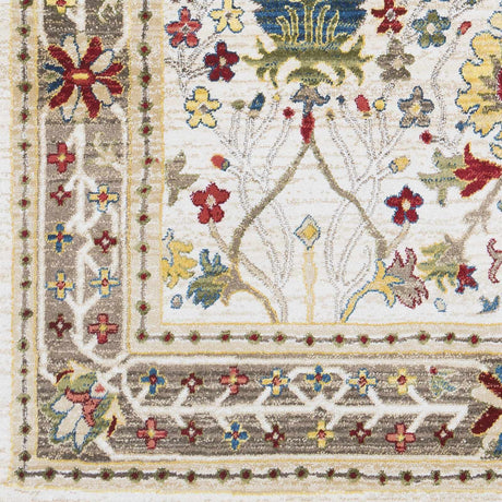 Neola White/Brown Damask Area Rug - Ornate Home