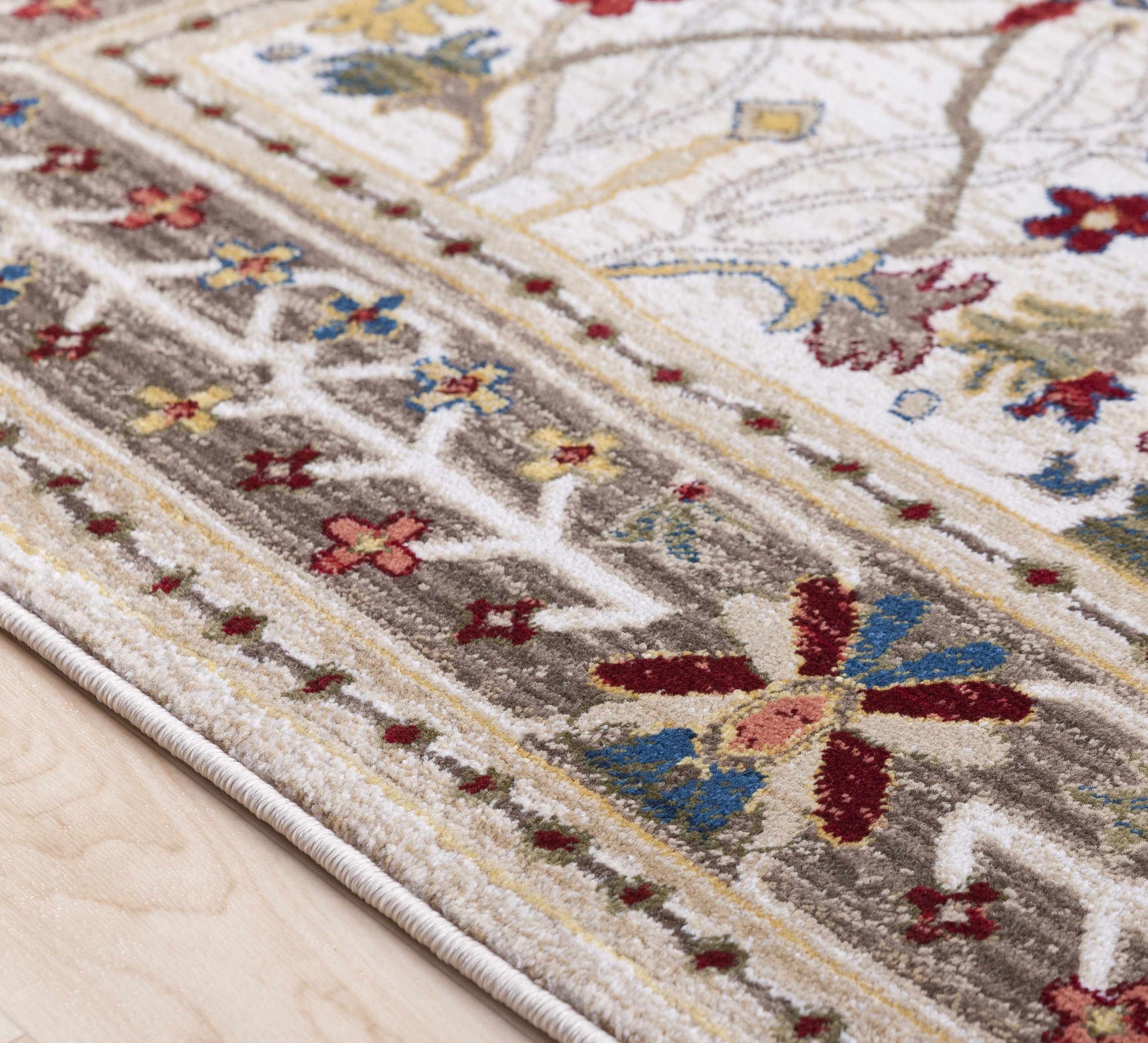 Neola White/Brown Damask Area Rug - Ornate Home