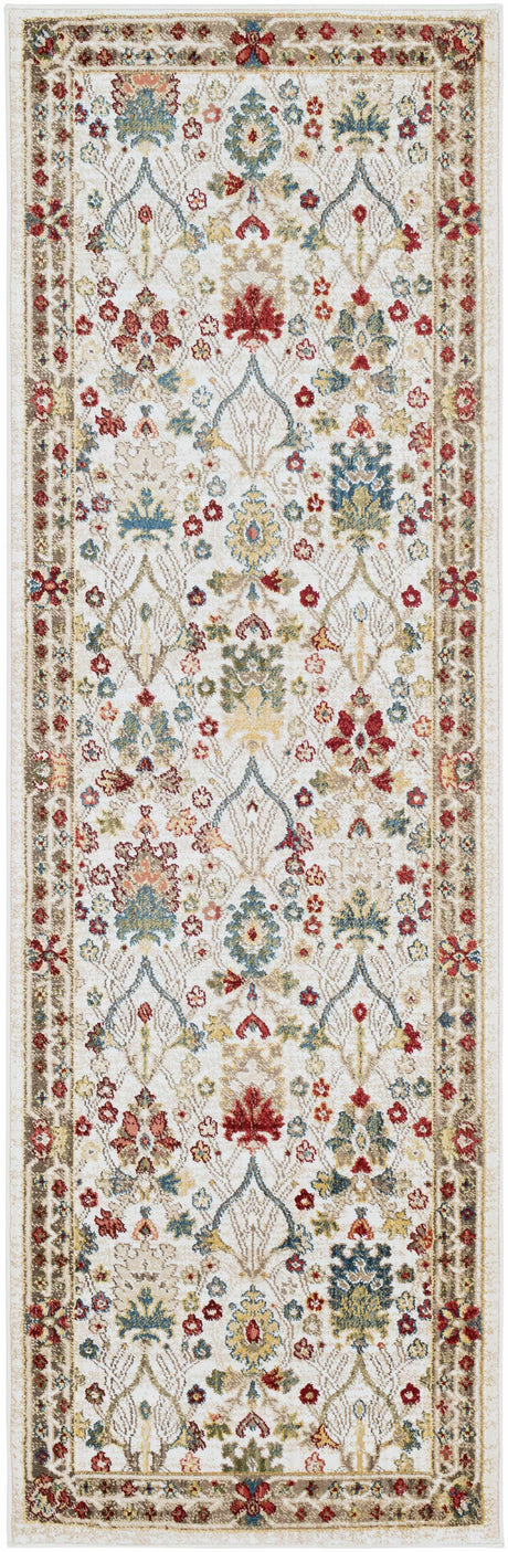 Neola White/Brown Damask Area Rug - Ornate Home