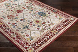 Neola White/Red Damask Area Rug - Ornate Home