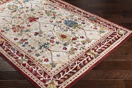 Neola White/Red Damask Area Rug - Ornate Home