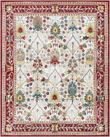 Neola White/Red Damask Area Rug - Ornate Home