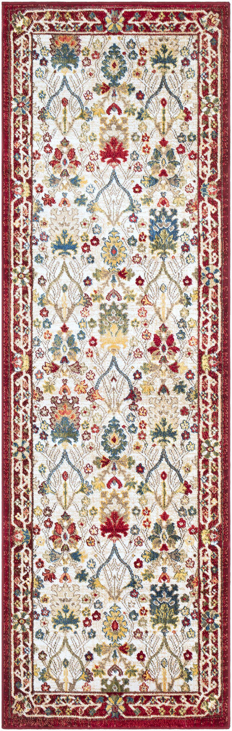 Neola White/Red Damask Area Rug - Ornate Home