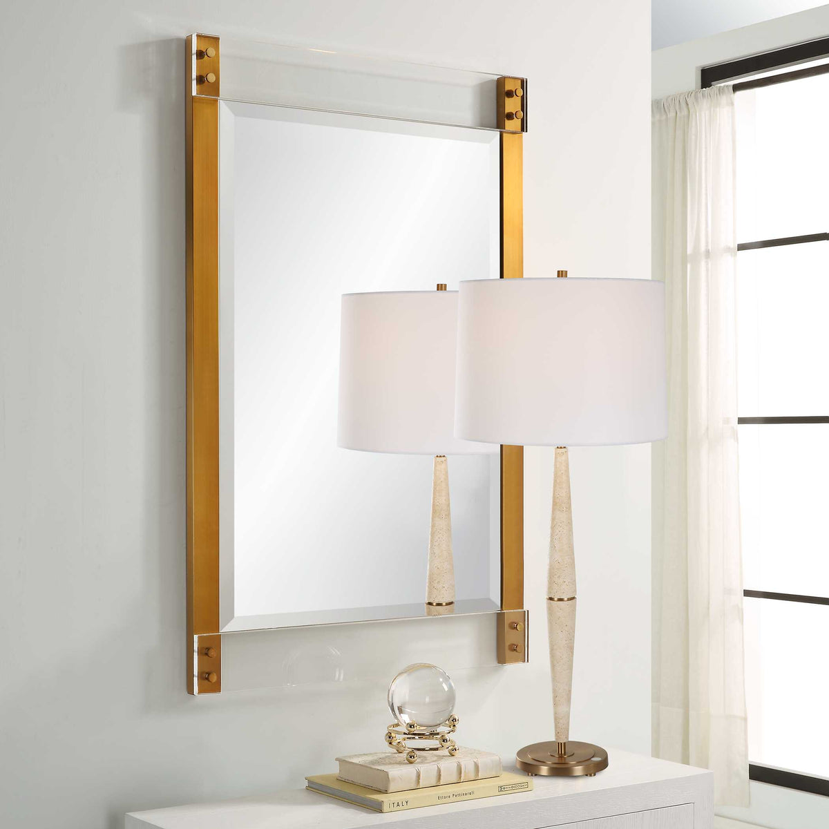 Nera Plated Brass Mirror - Ornate Home