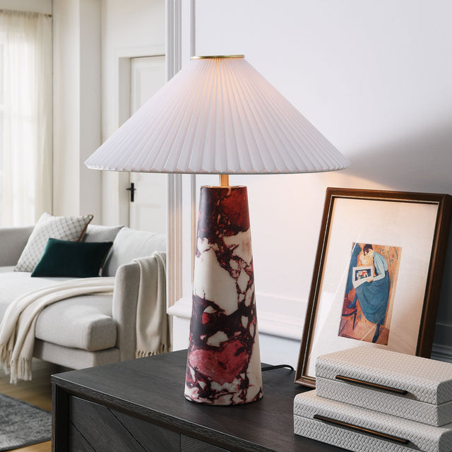 Nera Red Marble Table Lamp - Ornate Home
