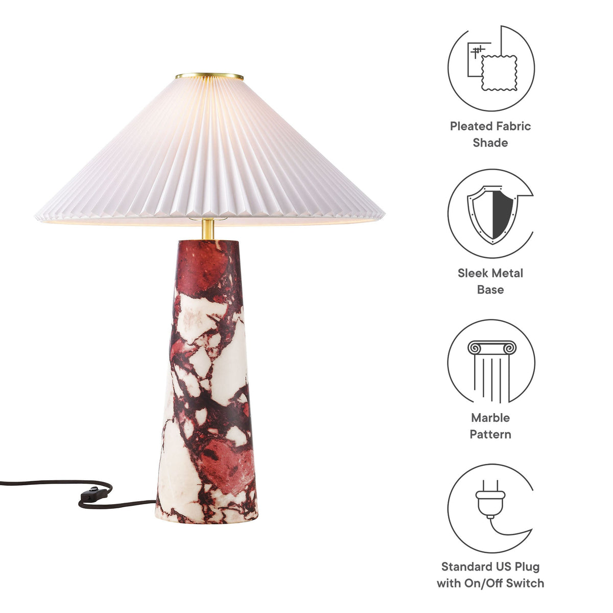 Nera Red Marble Table Lamp - Ornate Home