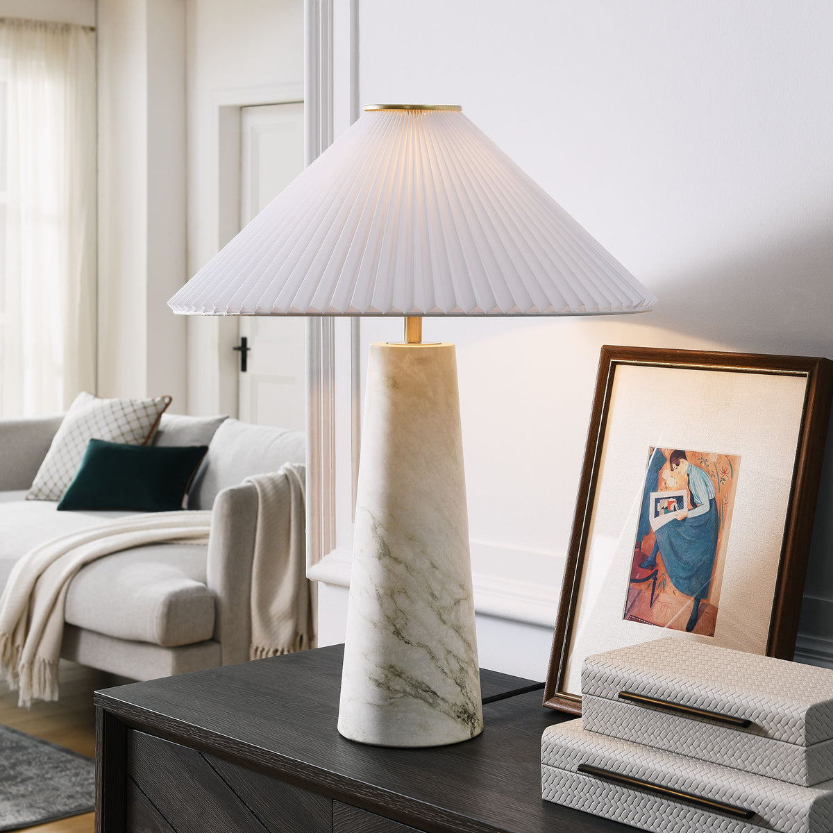 Nera White Marble Table Lamp - Ornate Home