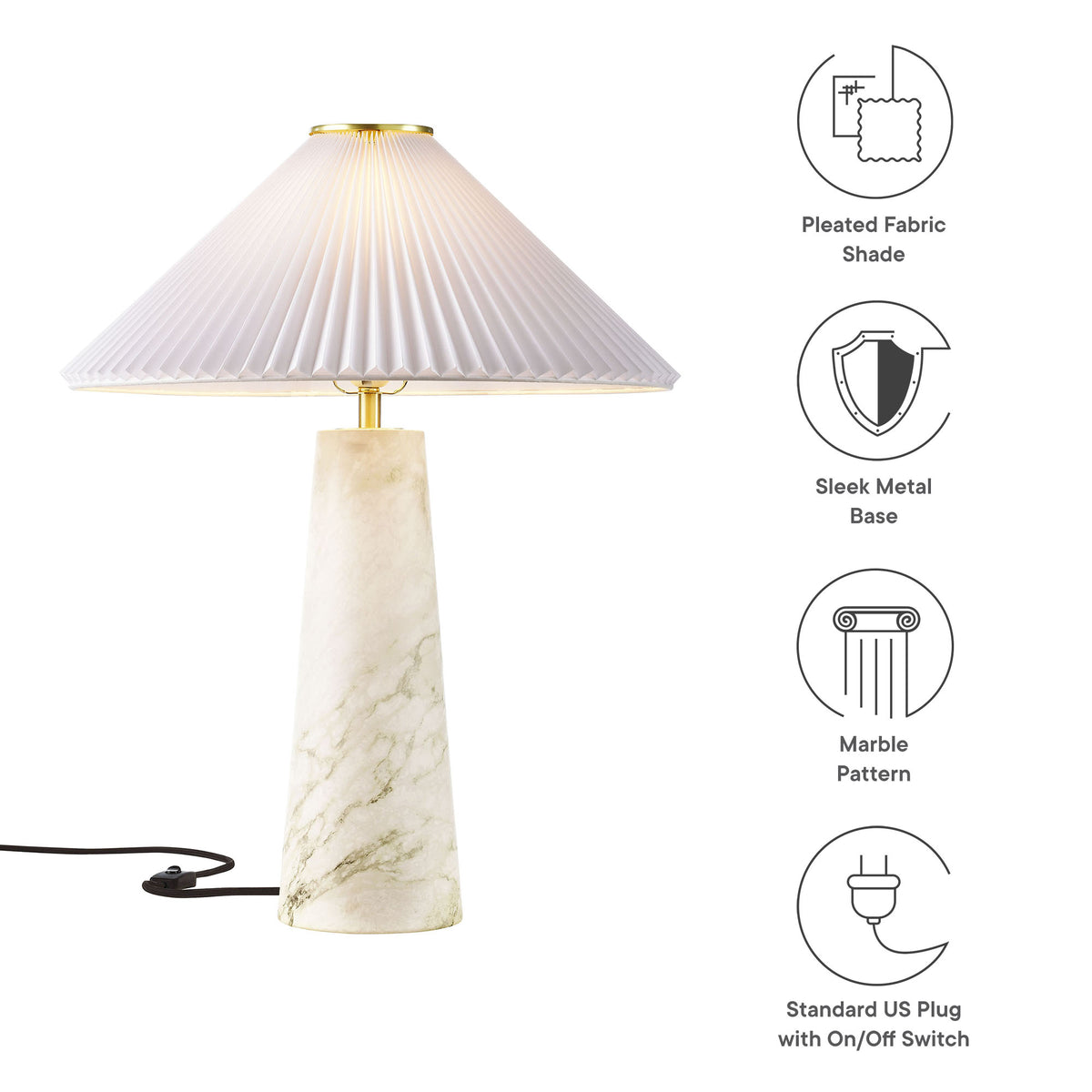Nera White Marble Table Lamp - Ornate Home