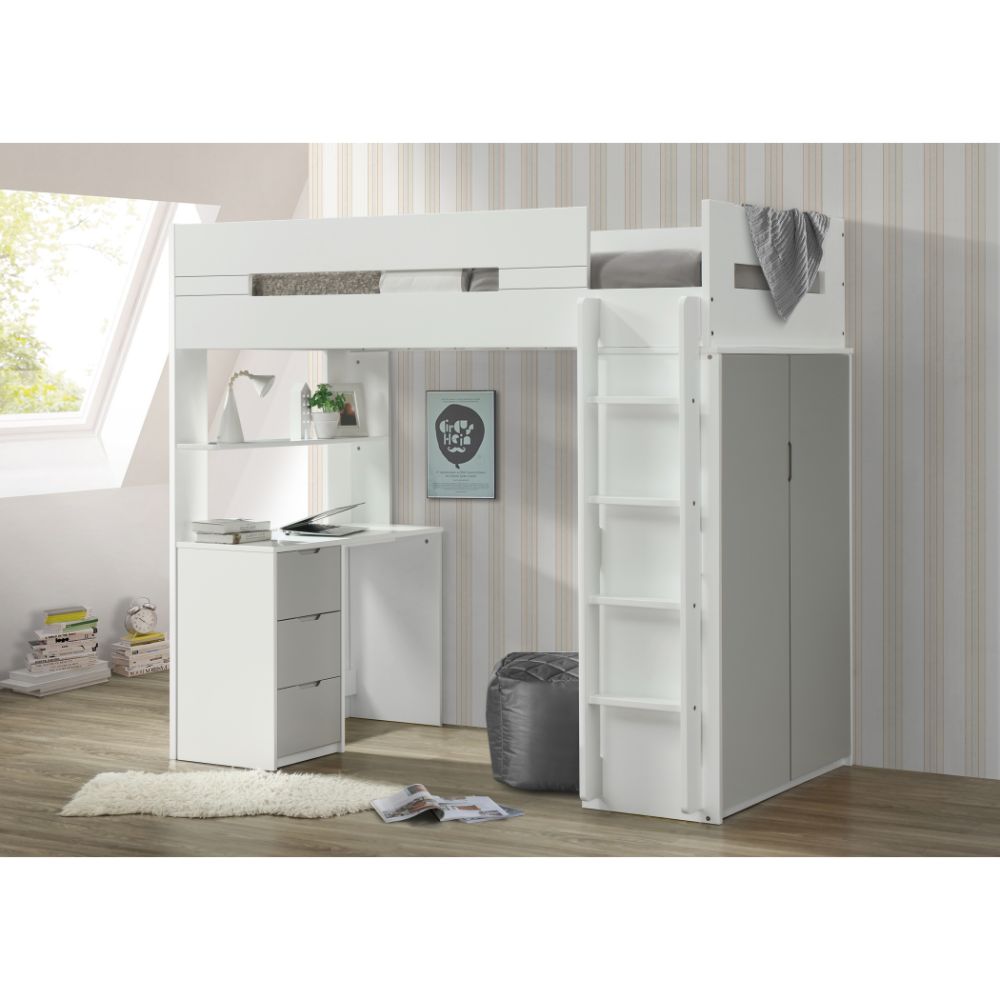 Nerice White & Gray Loft Bed - Ornate Home