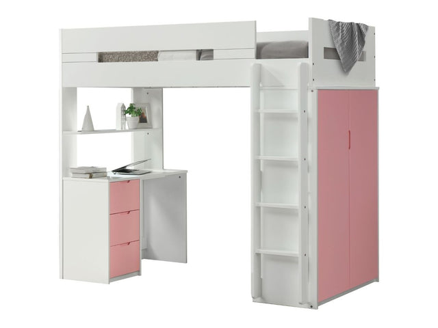Nerice White & Pink Loft Bed - Ornate Home
