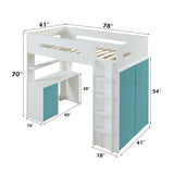 Nerice White & Teal Loft Bed - Ornate Home