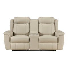 Nest Beige Double Reclining Loveseat With Center Console And Receptacles - Ornate Home