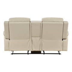 Nest Beige Double Reclining Loveseat With Center Console And Receptacles - Ornate Home