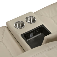 Nest Beige Double Reclining Loveseat With Center Console And Receptacles - Ornate Home