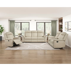 Nest Beige Double Reclining Loveseat With Center Console And Receptacles - Ornate Home