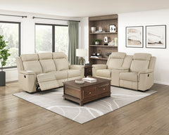 Nest Beige Double Reclining Loveseat With Center Console And Receptacles - Ornate Home