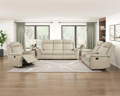 Nest Beige Double Reclining Loveseat With Center Console And Receptacles - Ornate Home