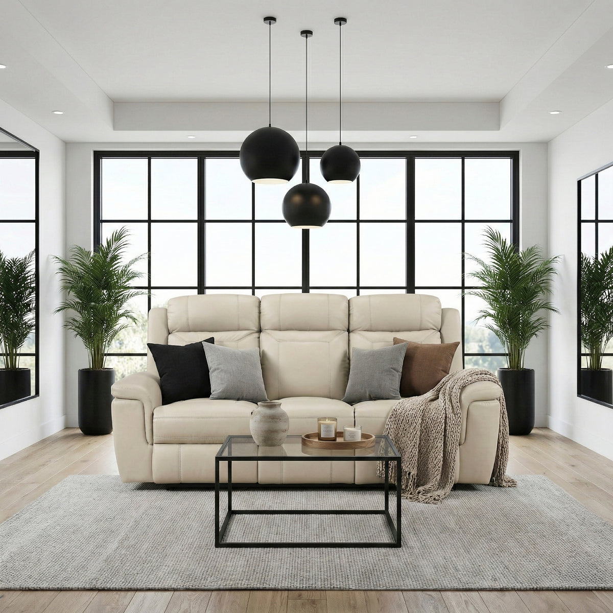 Nest Beige Double Reclining Sofa - Ornate Home