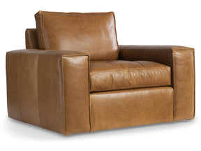 Nest Beige/Tan Leather Swivel Chair - Ornate Home