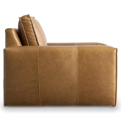 Nest Beige/Tan Leather Swivel Chair - Ornate Home